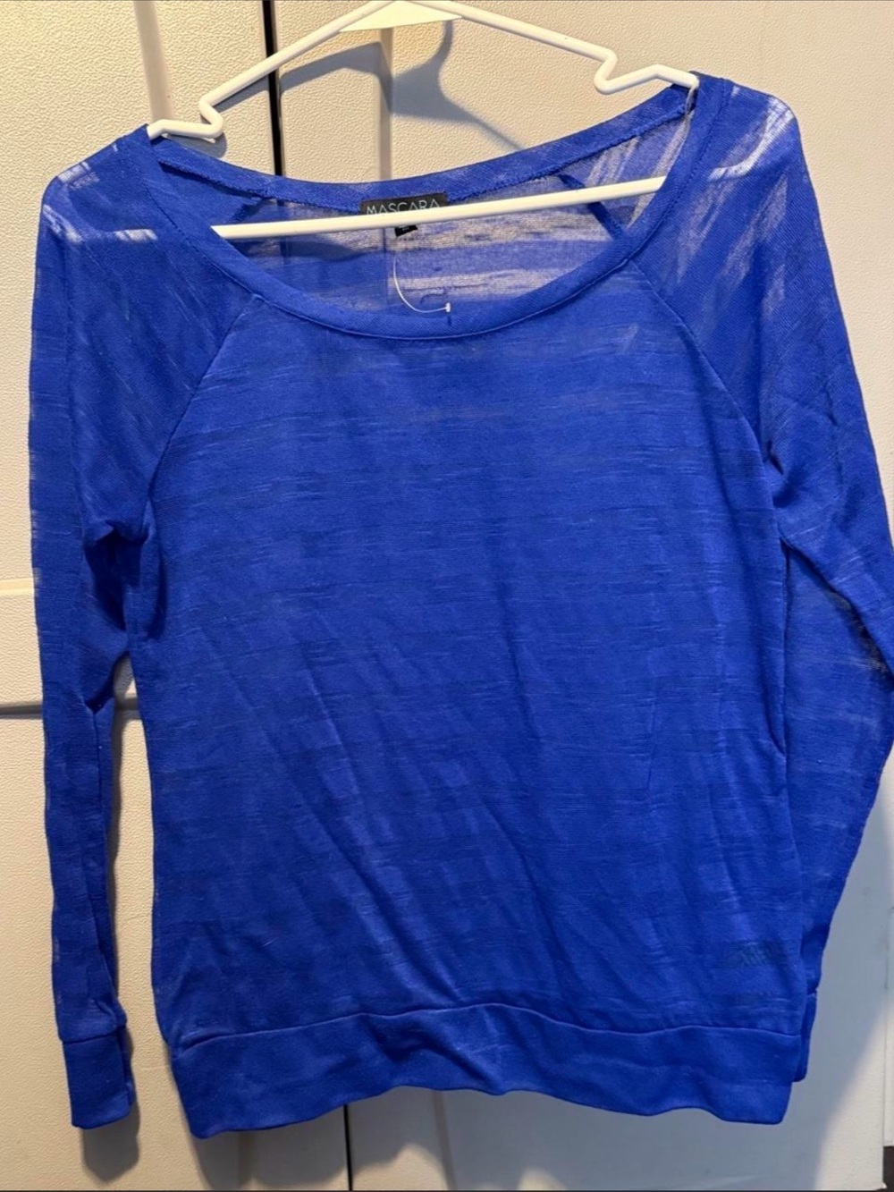 Mascara Sheer Lightweight Royal Blue Long-Sleeve Top
